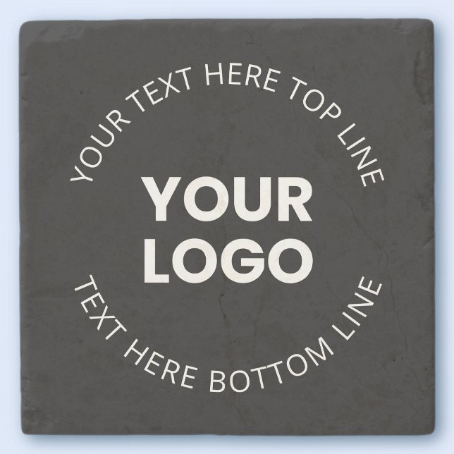 Your Own Logo & Editable Circular Text Stone Coaster (Creator Uploaded)