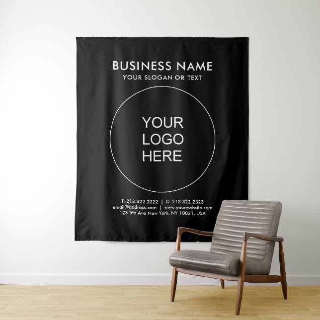 Your Own Logo Text Large Black Vertical Backdrop  (In Situ)
