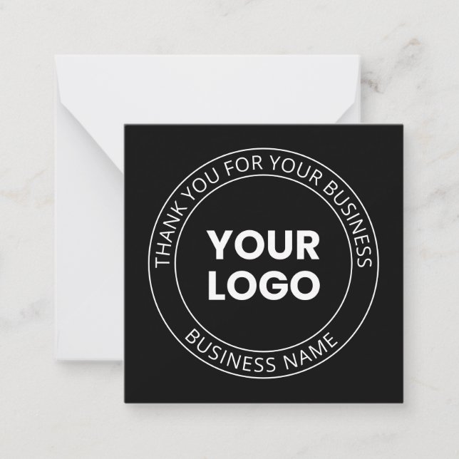 Your Own Logo & Thank You Editable Message Note Card (Front)