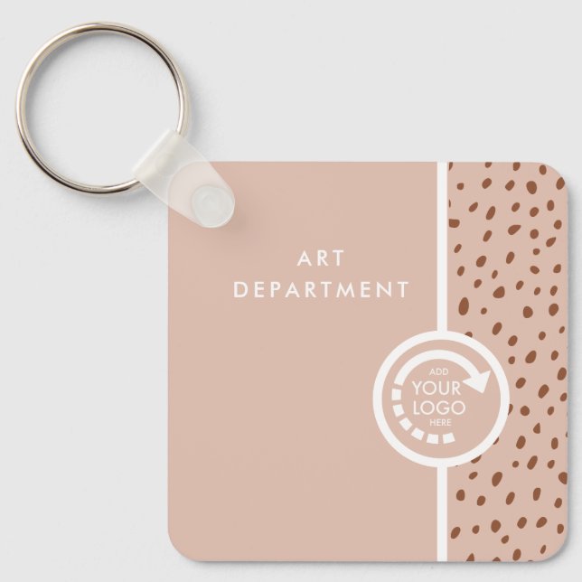 YOUR OWN LOGO Trendy Beige & Terracotta Dots Keychain (Front)