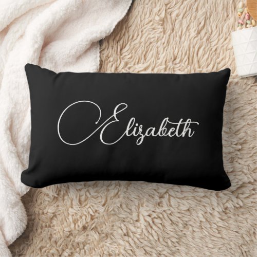 Your Own Name Chic Black And White Typography Lumbar Pillow