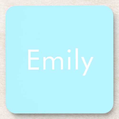Your Own Name or Word  Soft Sky Blue Beverage Coaster