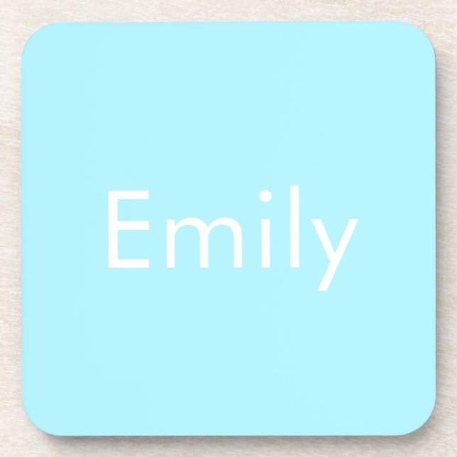 Your Own Name or Word | Soft Sky Blue Beverage Coaster (Front)