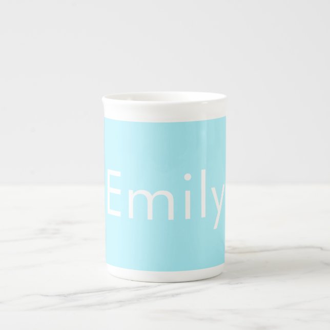 Your Own Name or Word | Soft Sky Blue Bone China Mug (Front)