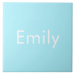 Your Own Name or Word   Soft Sky Blue Ceramic Tile