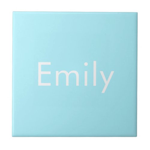Your Own Name or Word  Soft Sky Blue Ceramic Tile