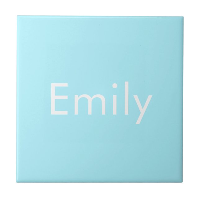 Your Own Name or Word | Soft Sky Blue Ceramic Tile (Front)