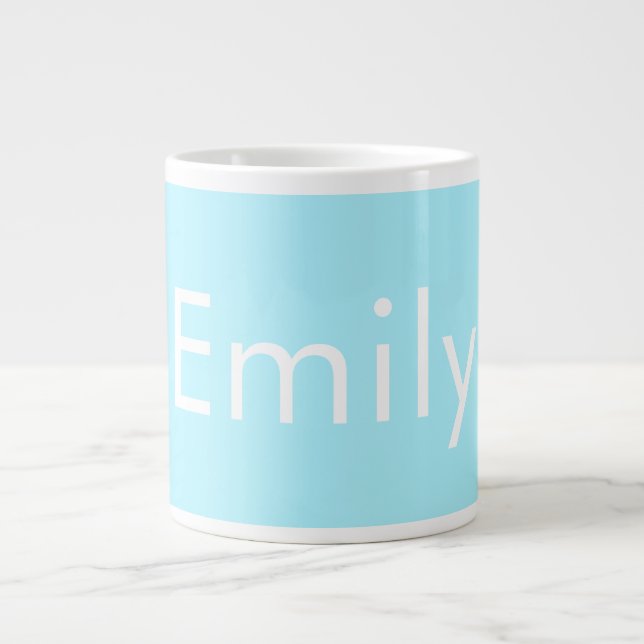 Your Own Name or Word | Soft Sky Blue Giant Coffee Mug (Front)