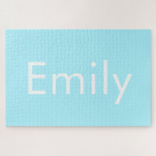 Your Own Name or Word Soft Sky Blue Jigsaw Puzzle