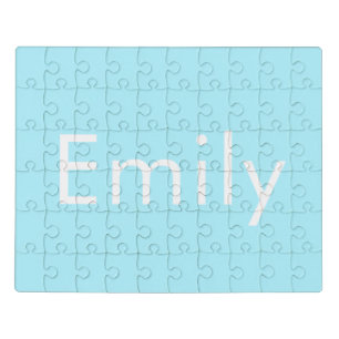 Your Own Name or Word   Soft Sky Blue Jigsaw Puzzle