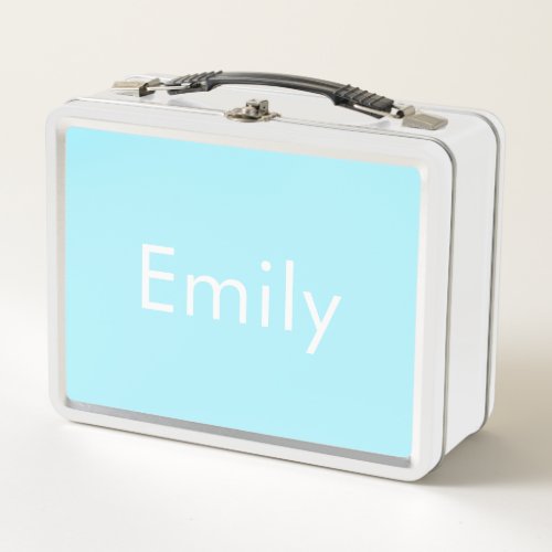 Your Own Name or Word  Soft Sky Blue Metal Lunch Box