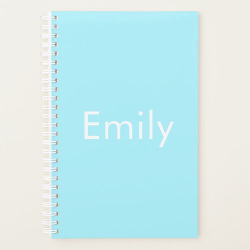 Your Own Name or Word  Soft Sky Blue Planner