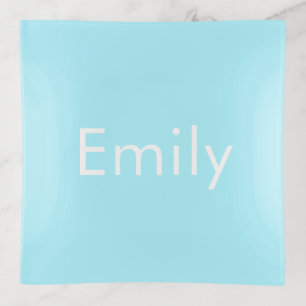 Your Own Name or Word   Soft Sky Blue Trinket Tray