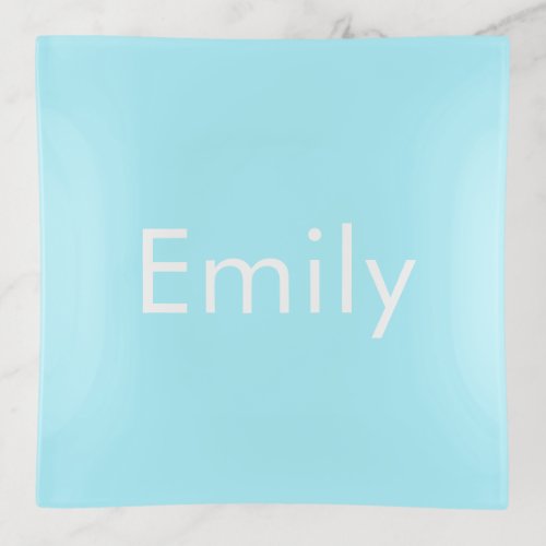 Your Own Name or Word  Soft Sky Blue Trinket Tray
