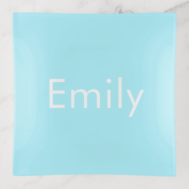 Your Own Name or Word | Soft Sky Blue Trinket Tray (Front)