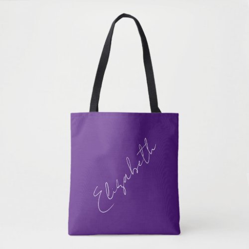 Your Own Name Script Typography Royal Purple Tote Bag