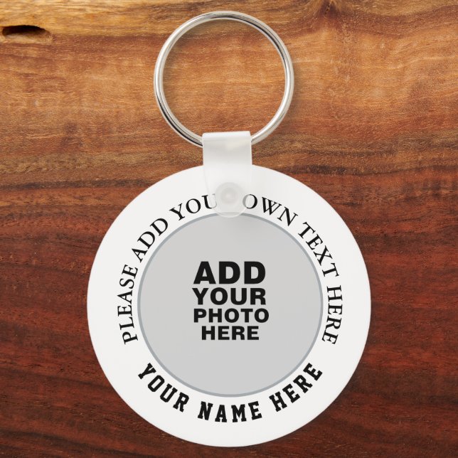 Your own name, text & keepsake photo  keychain (Front)