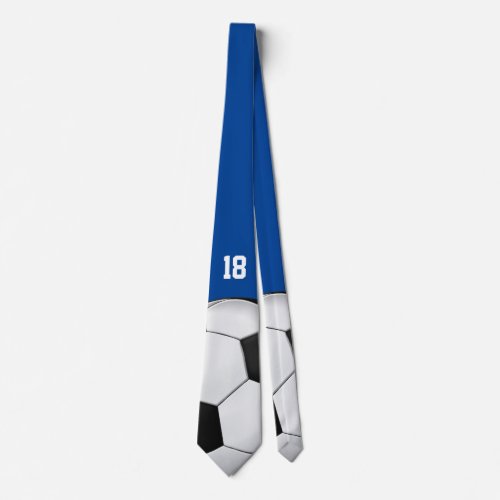 Your own number  Football Soccer Deep Blue Neck Tie