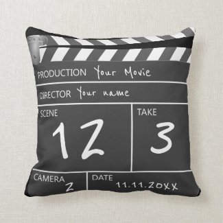 Your Own Personalized Custom Movie Clapperboard Throw Pillow