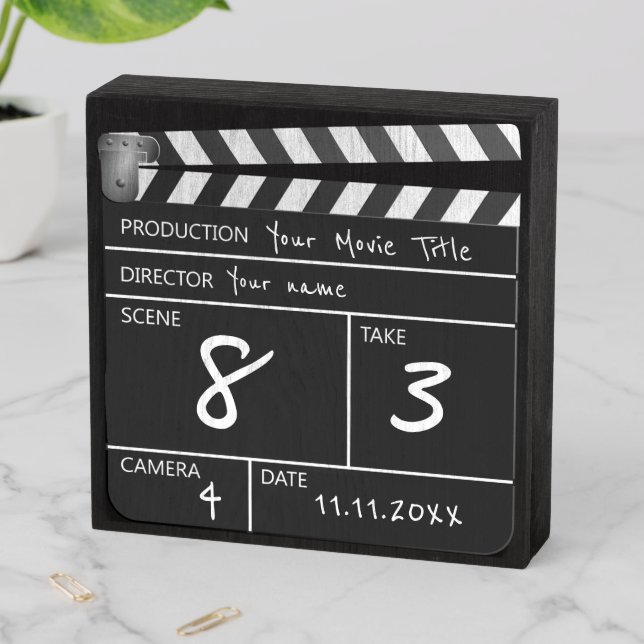 Your Own Personalized Movie Clapboard Wooden Box Sign (In Situ Horizontal)