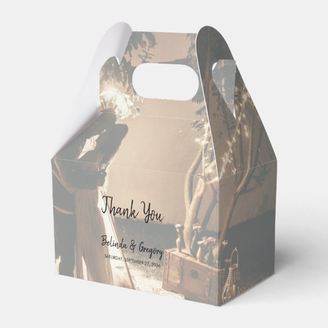 Your Own Photo Faded Wedding Favor Boxes (Front Side)