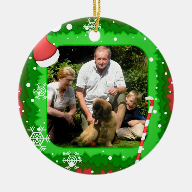 Your own photo in a Christmas frame! - Ceramic Ornament (Front)