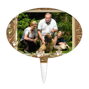 Your own photo in a Golden Flowers Frame! - Cake Topper