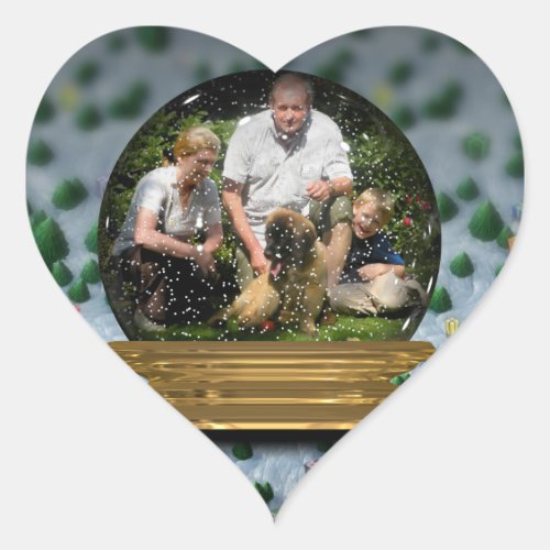 Your own photo in a Snowglobe Frame _ Heart Sticker