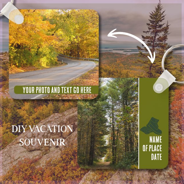 Your Own Photos and Text Outdoors Hiking Adventure Keychain (Two-sided metal keychain makes a great outdoor vacation souvenir. Add your photo and custom text.

)