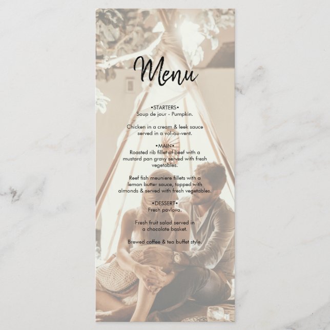 Your Own Photos Faded Wedding  Menu (Front)