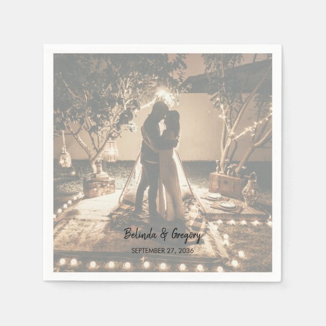 Your Own Photos Faded Wedding   Napkins (Front)