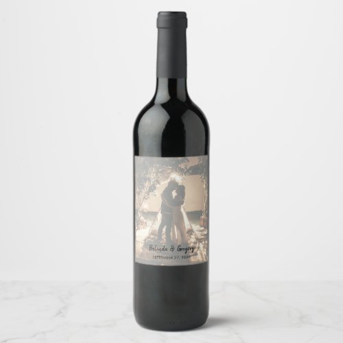 Your Own Photos Faded Wedding  Wine Label