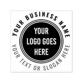 Your Own Round Business Logo With Custom Text Self-inking Stamp | Zazzle