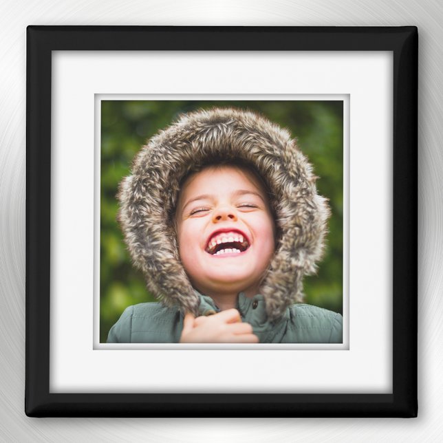 Your Own Square Photo Framed Black Inlay Fridge Magnet (Creator Uploaded)