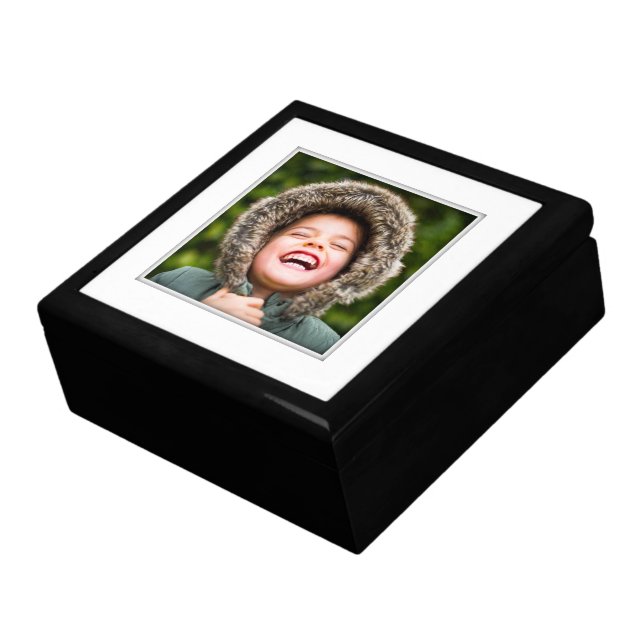 Your Own Square Photo Framed Black Shadow Inlay Gift Box (Side)