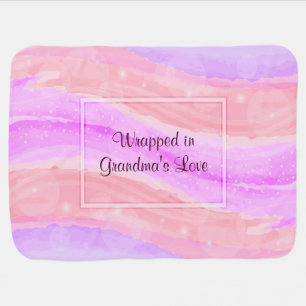 Your Own Text Add Name Modern Pink Abstract Waves Baby Blanket