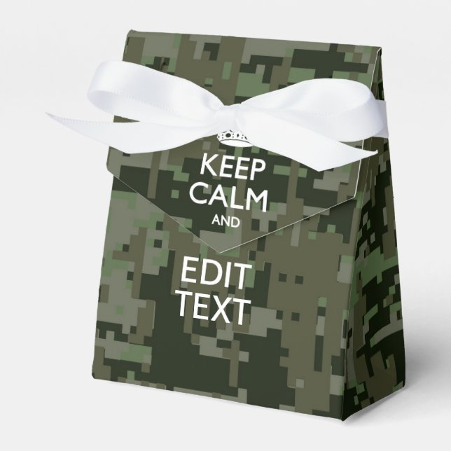 Your Own Text Digital Camo Woodland Keep Calm Favor Boxes (Front Side)