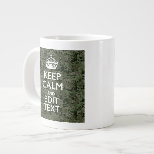 Your Own Text Digital Camo Woodland Keep Calm Large Coffee Mug