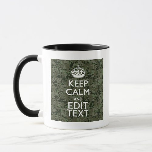 Your Own Text Digital Camo Woodland Keep Calm Mug