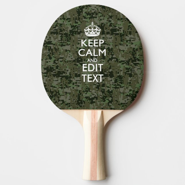 Your Own Text Digital Camo Woodland Keep Calm Ping-Pong Paddle (Front)
