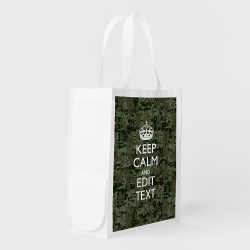 Your Own Text Digital Camo Woodland Keep Calm Reusable Grocery Bag