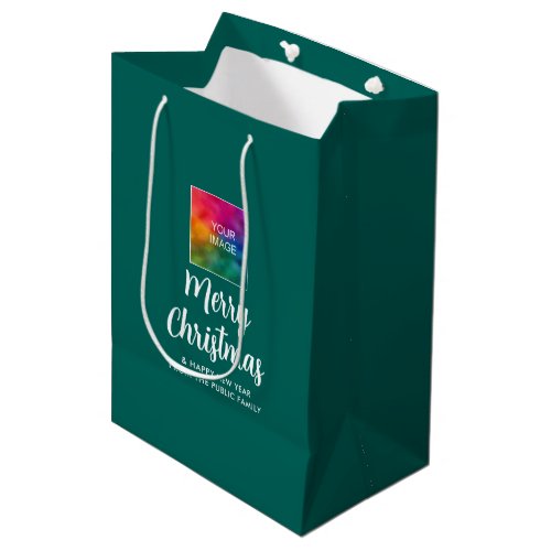 Your Own Text Image Logo Merry Christmas Template Medium Gift Bag