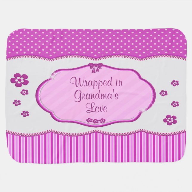 Your Own Text Wrapped in Grandma's Love Mauve  Baby Blanket (Horizontal)
