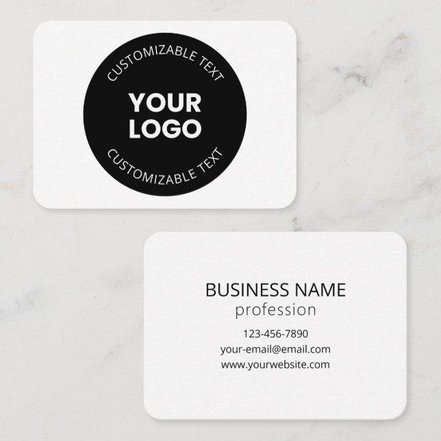 Your Own Uploaded Business Logo w/Editable Text Card (Front/Back)