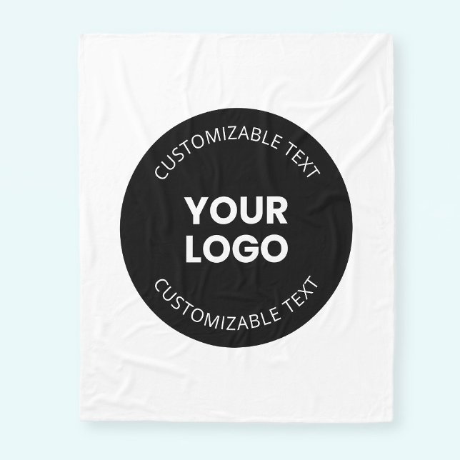 Your Own Uploaded Business Logo w/Editable Text Fleece Blanket (Creator Uploaded)