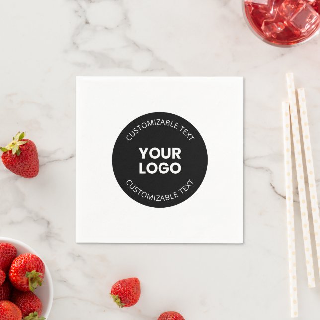 Your Own Uploaded Business Logo w/Editable Text Napkins (Insitu)