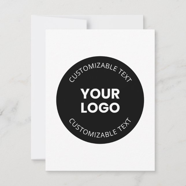 Your Own Uploaded Business Logo w/Editable Text Note Card (Front)