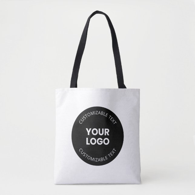 Your Own Uploaded Business Logo w/Editable Text Tote Bag (Front)