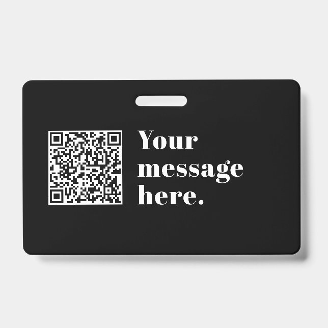 Your own Uploaded QR code & Editable Retro Text Badge (Front)