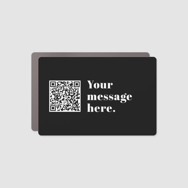 Your own Uploaded QR code & Editable Retro Text Car Magnet (Front)